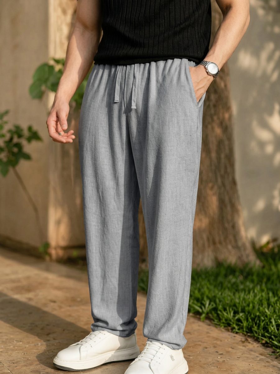 Pantalon lin Gris