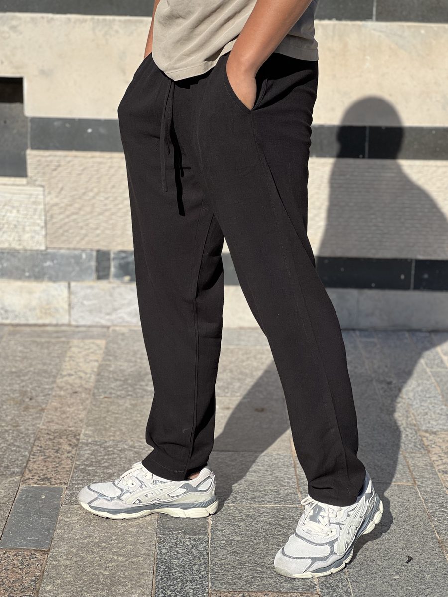 Pantalon lin Noir